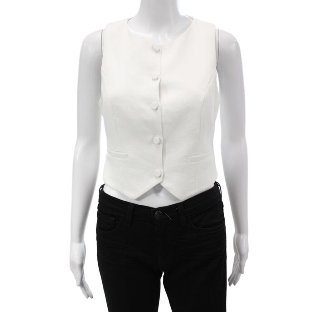 Kookai Womens Vest White Sleeveless Button Round Neck Polyester Size 36
